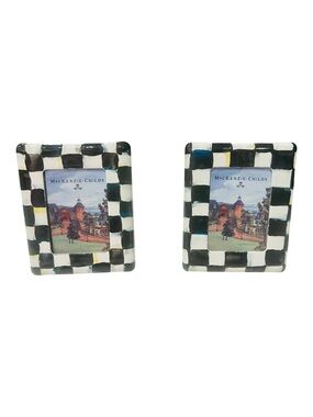 MacKenzie-Childs Black & White Check Ceramic Photo Frame - Set of 2